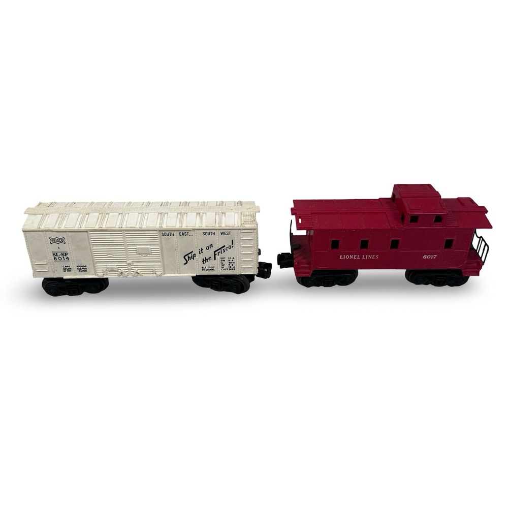 Lionel O Gauge Train Cars Frisco Boxcar 6014 and Lionel Lines Caboose 6017 Red